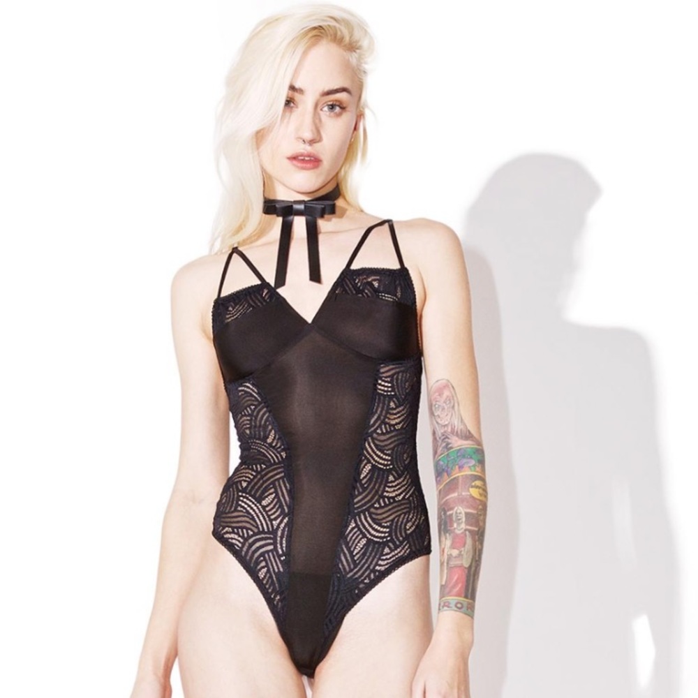 NWOT For Love and Lemons Sheer Bondage Bodysuit